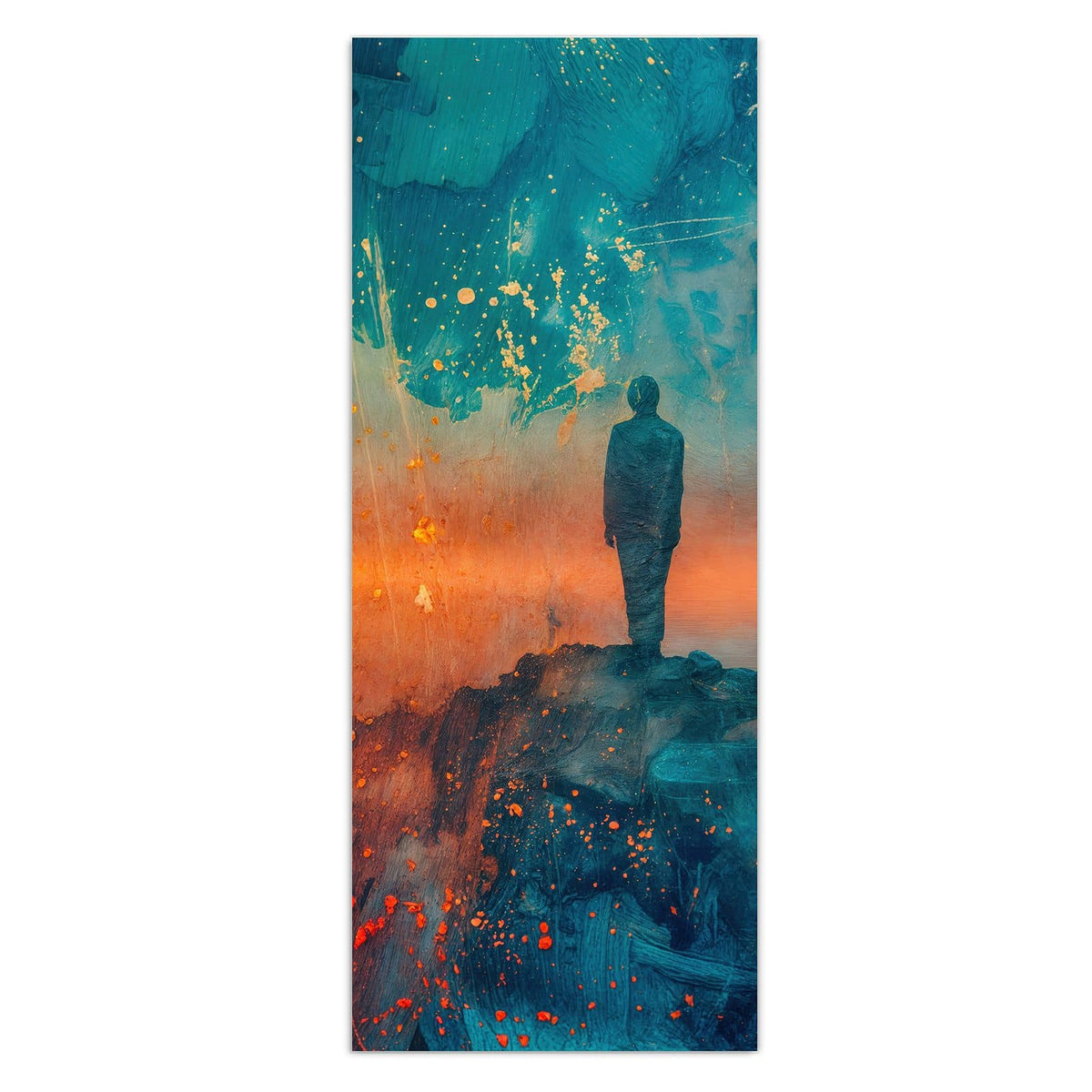 Wandbild - Silhouette am Horizont - Hochformat – Silhouette vor glühendem Horizont