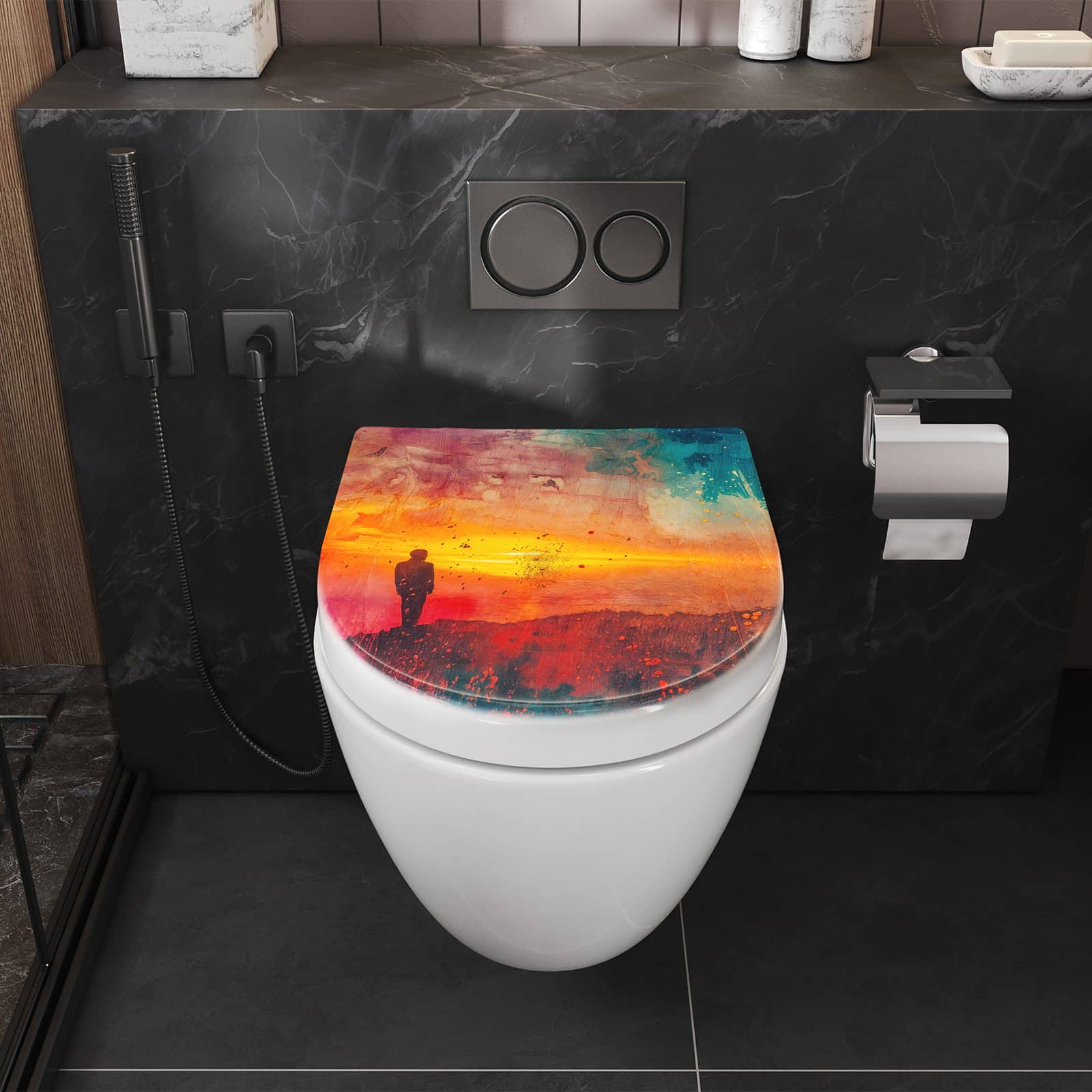 WC-Sitz mit Absenkautomatik Abstrakte Sonnenaufgang