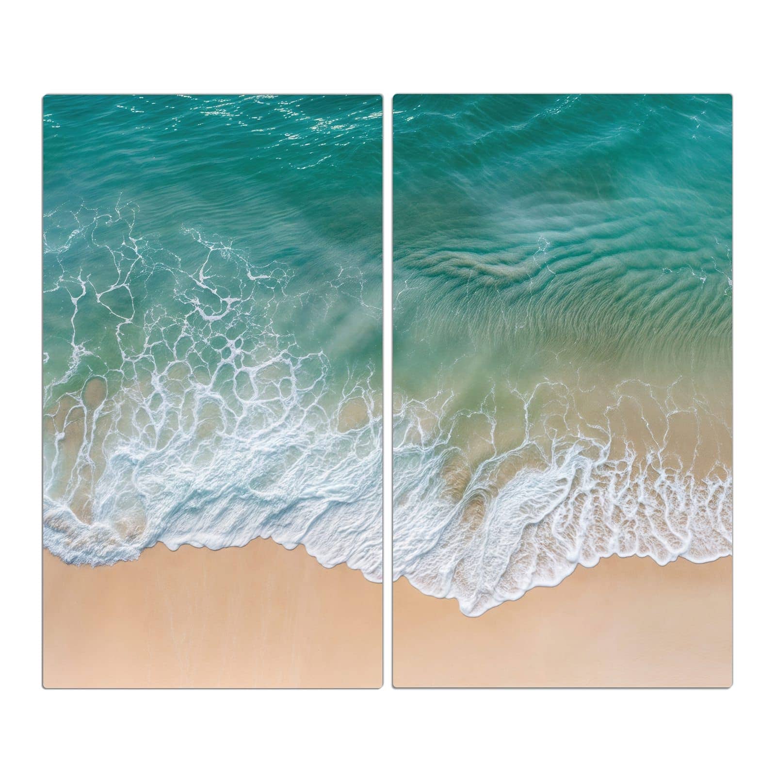 2-teilige Herdabdeckung mit Stille Meereswellen-Motiv in der Frontansicht #grösse_2-Teilig (60x52cm)