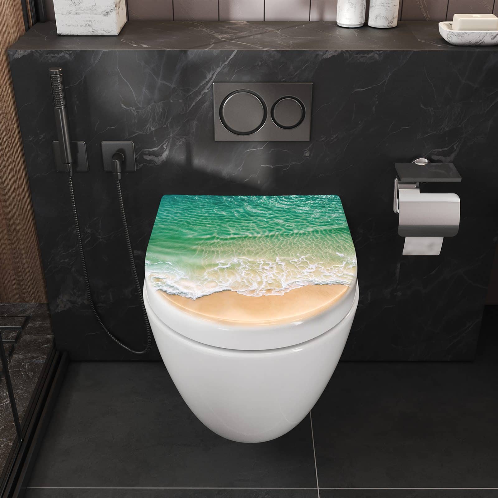 WC-Sitz mit Absenkautomatik Warme Meereswellen