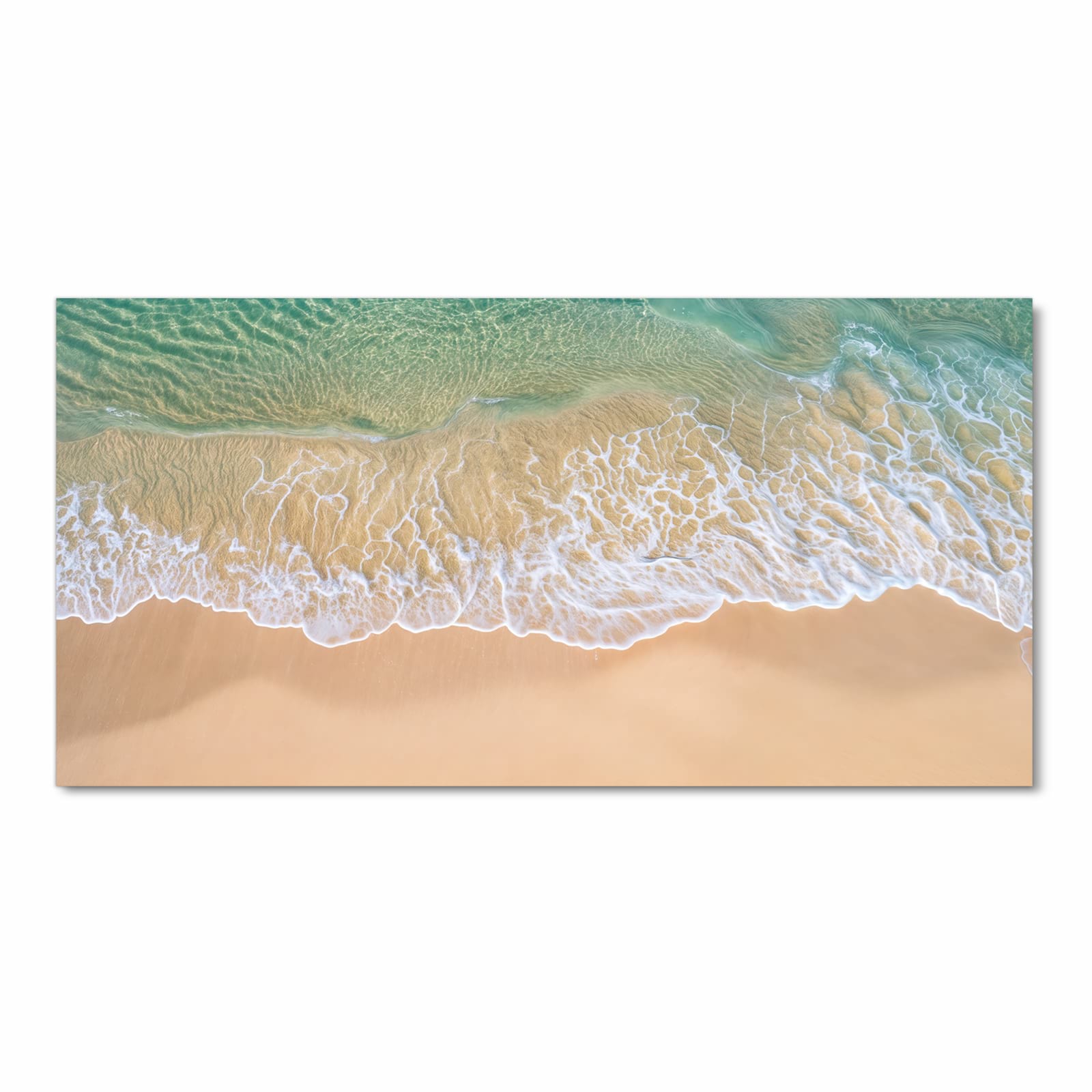 Pflegeleichter waschbarer Küchenläufer mit Motiv Strandwellen in Frontansicht