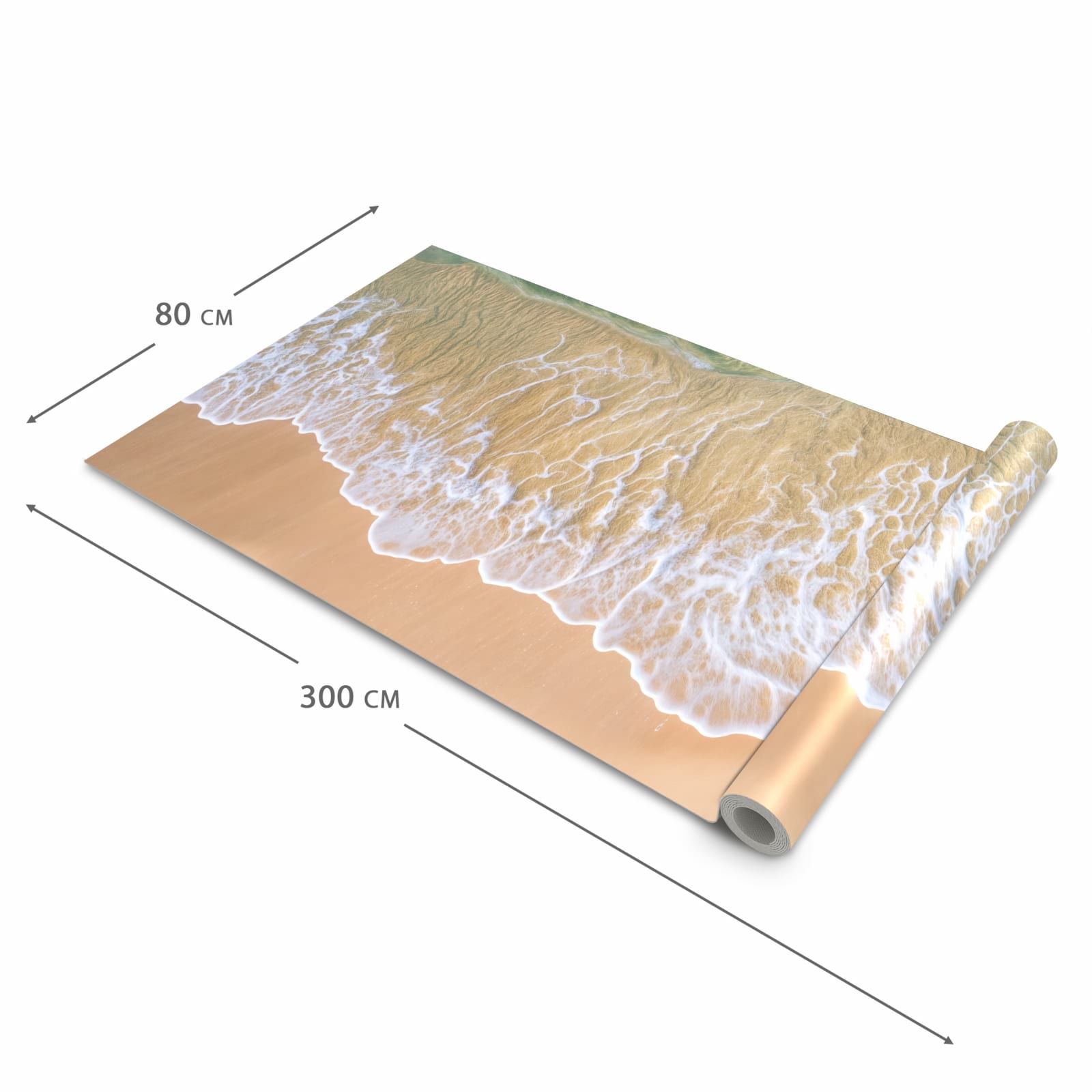 Rutschfester waschbarer Teppich fürs Esszimmer mit Motiv Strandwellen in der Größe 60x300 cm