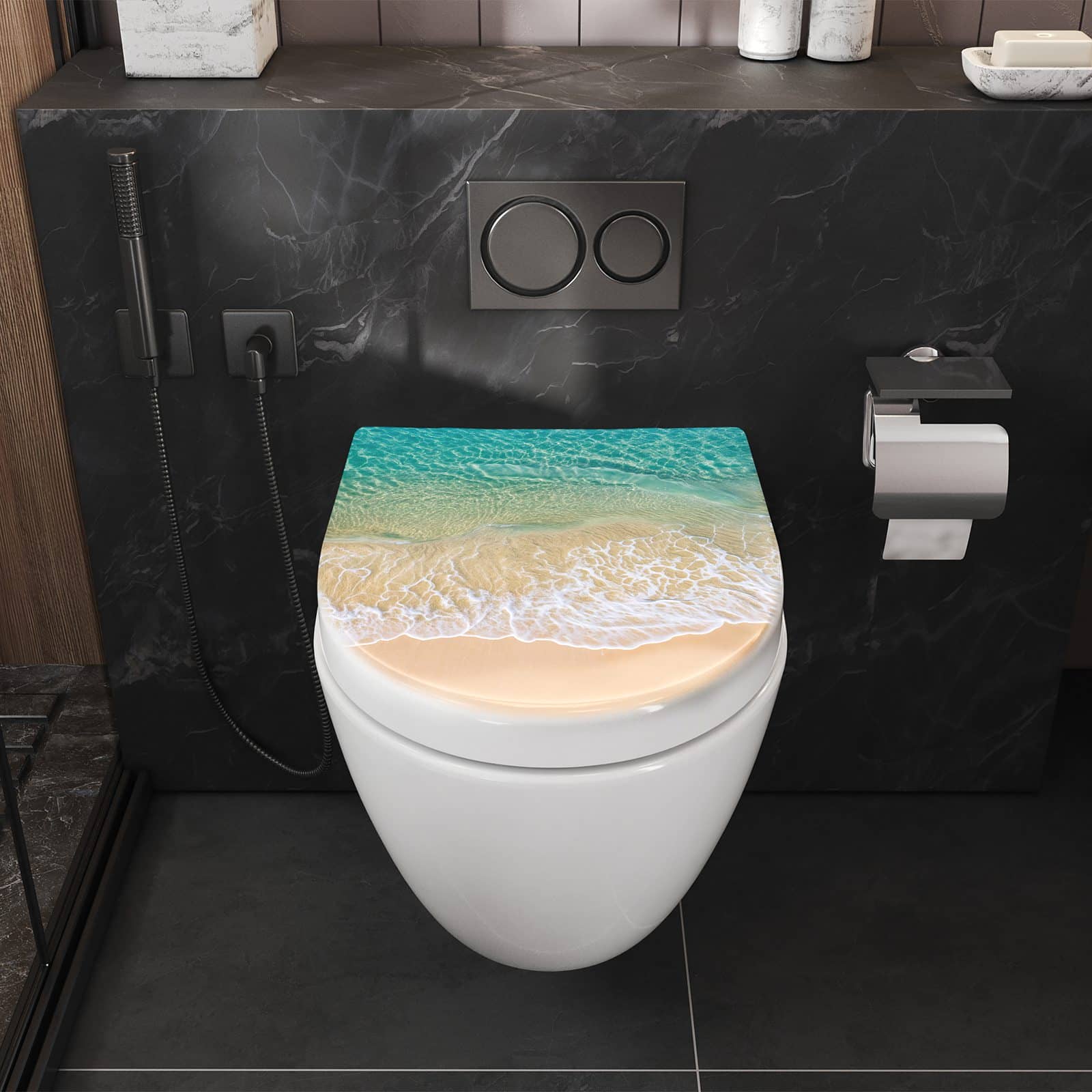 WC-Sitz mit Absenkautomatik Strandwellen