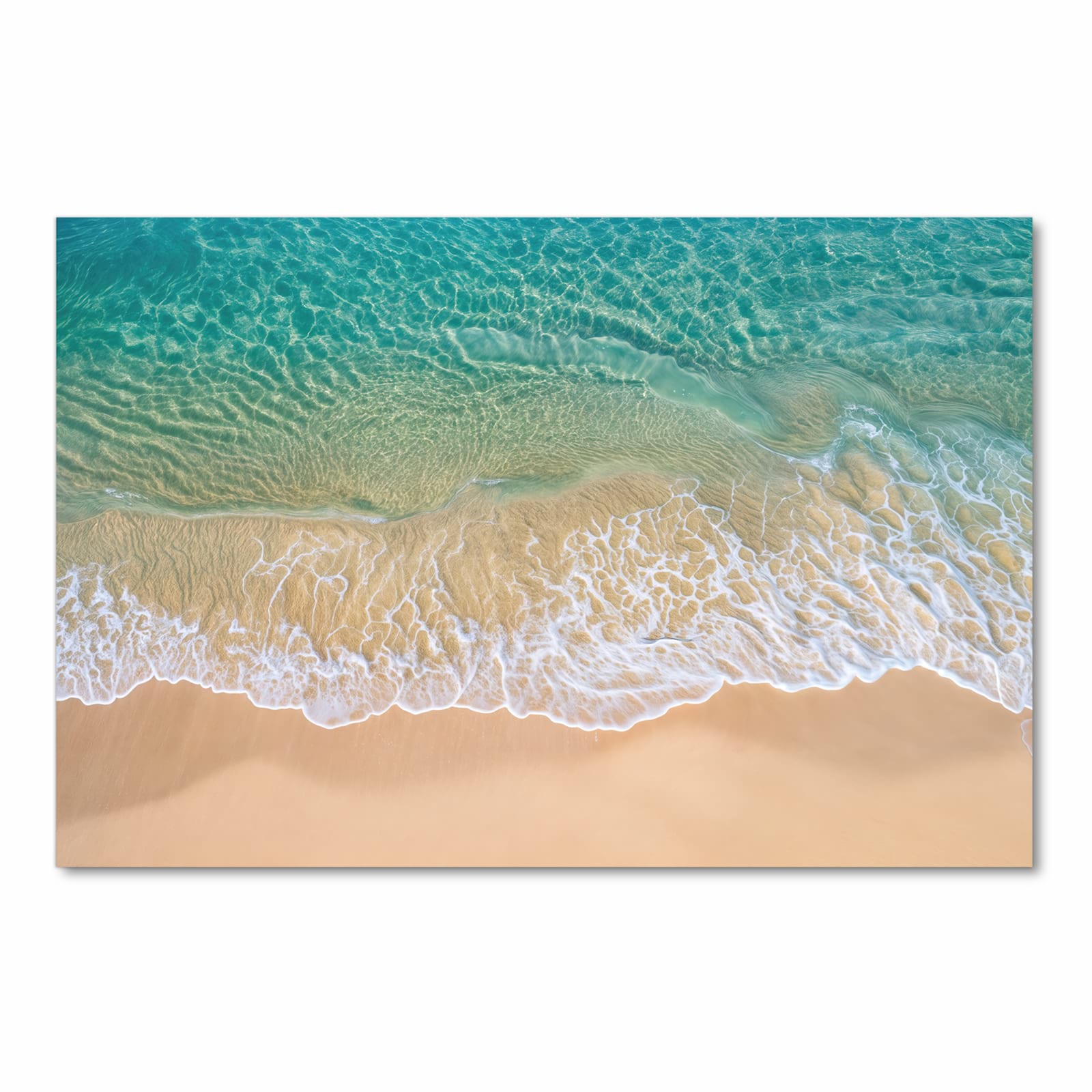 Strapazierfähiger moderner Küchenläufer mit Motiv Strandwellen in Frontansicht