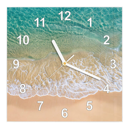 Wanduhr Quadratisch mit dem Motiv Mintgrünes Flachwasser