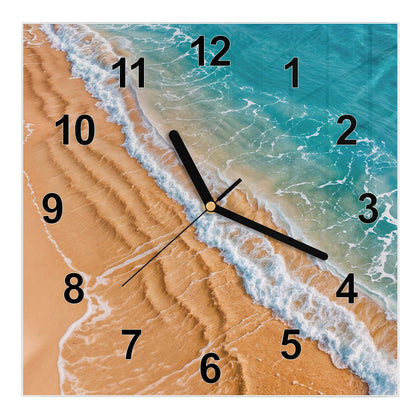 Wanduhr Quadratisch mit dem Motiv Sandrippen am Ufer