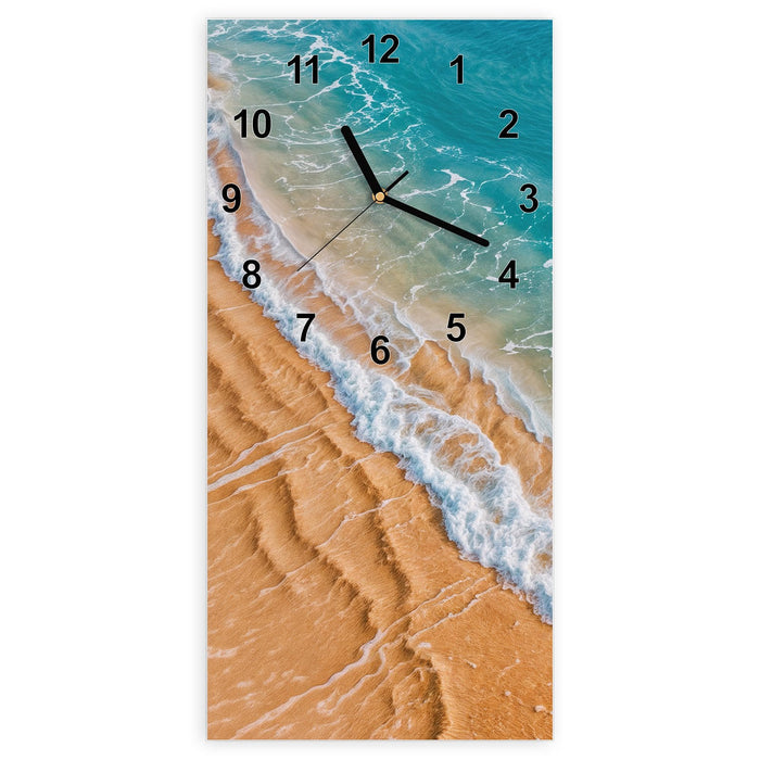 Wanduhr am und Wellen aus Glas – Hochformat 30 × 60 cm mit Ziffernblatt Modern