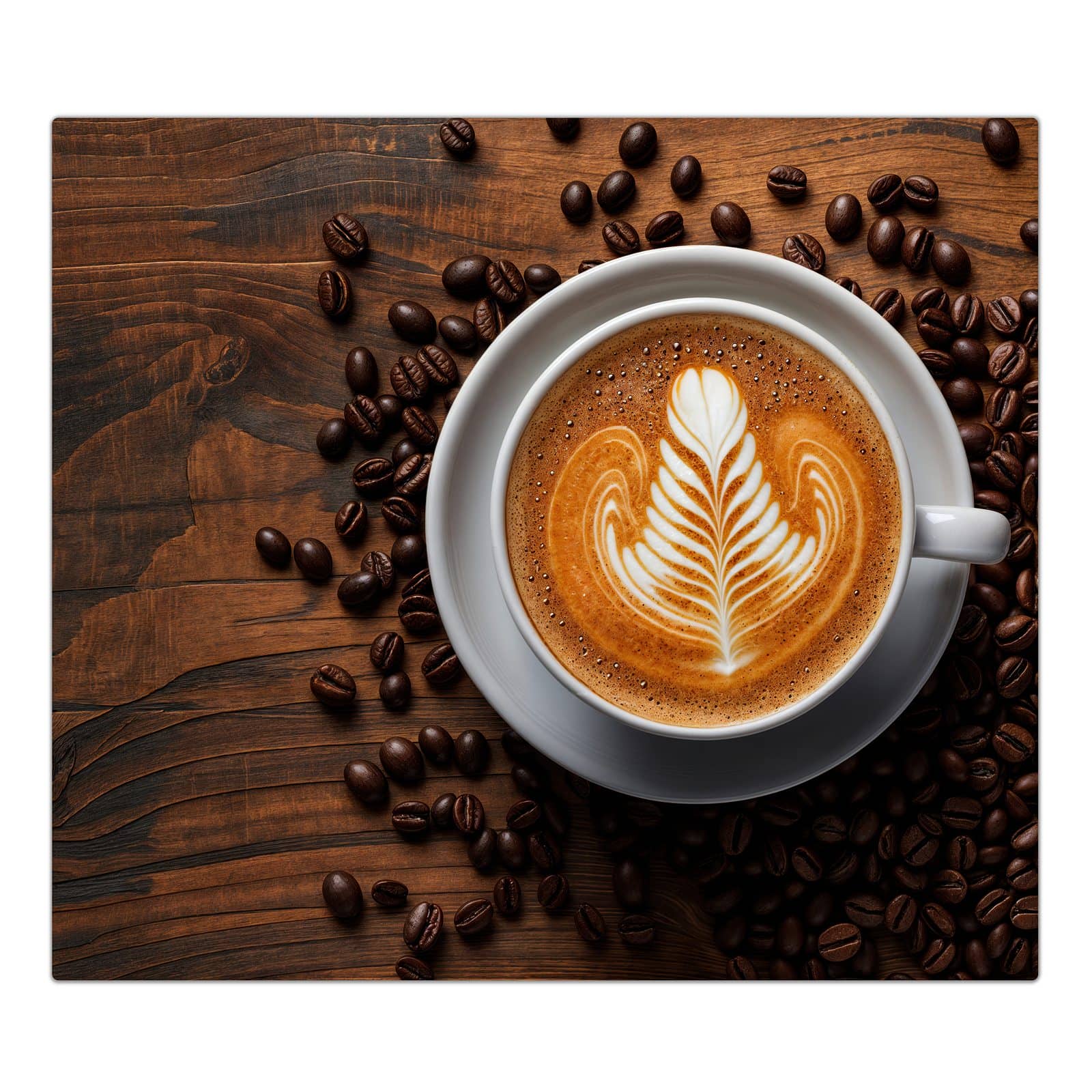 1-teilige Glasplatte für Herd mit Stille Kaffeegenuss-Motiv in der Frontansicht