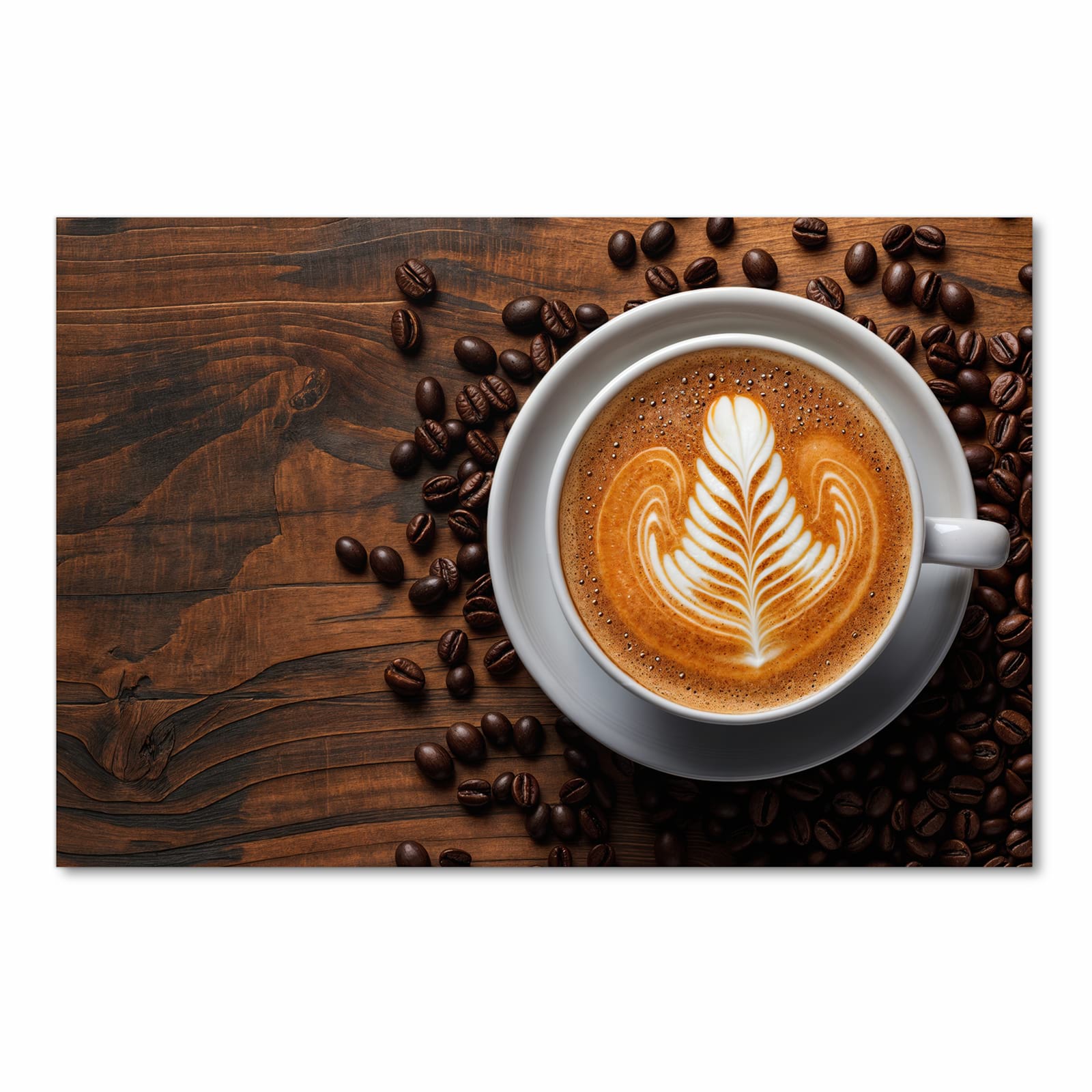 Waschbarer Teppich für Esstisch mit Motiv Stille Kaffeegenuss in Frontansicht für Ordnung