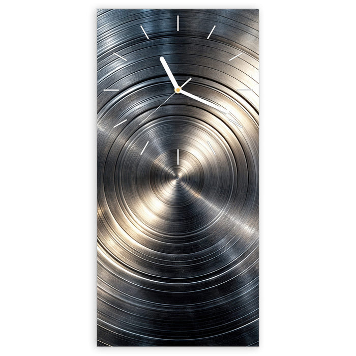 Wanduhr Metallkreise aus Glas – Hochformat 30 × 60 cm mit Ziffernblatt Linie
