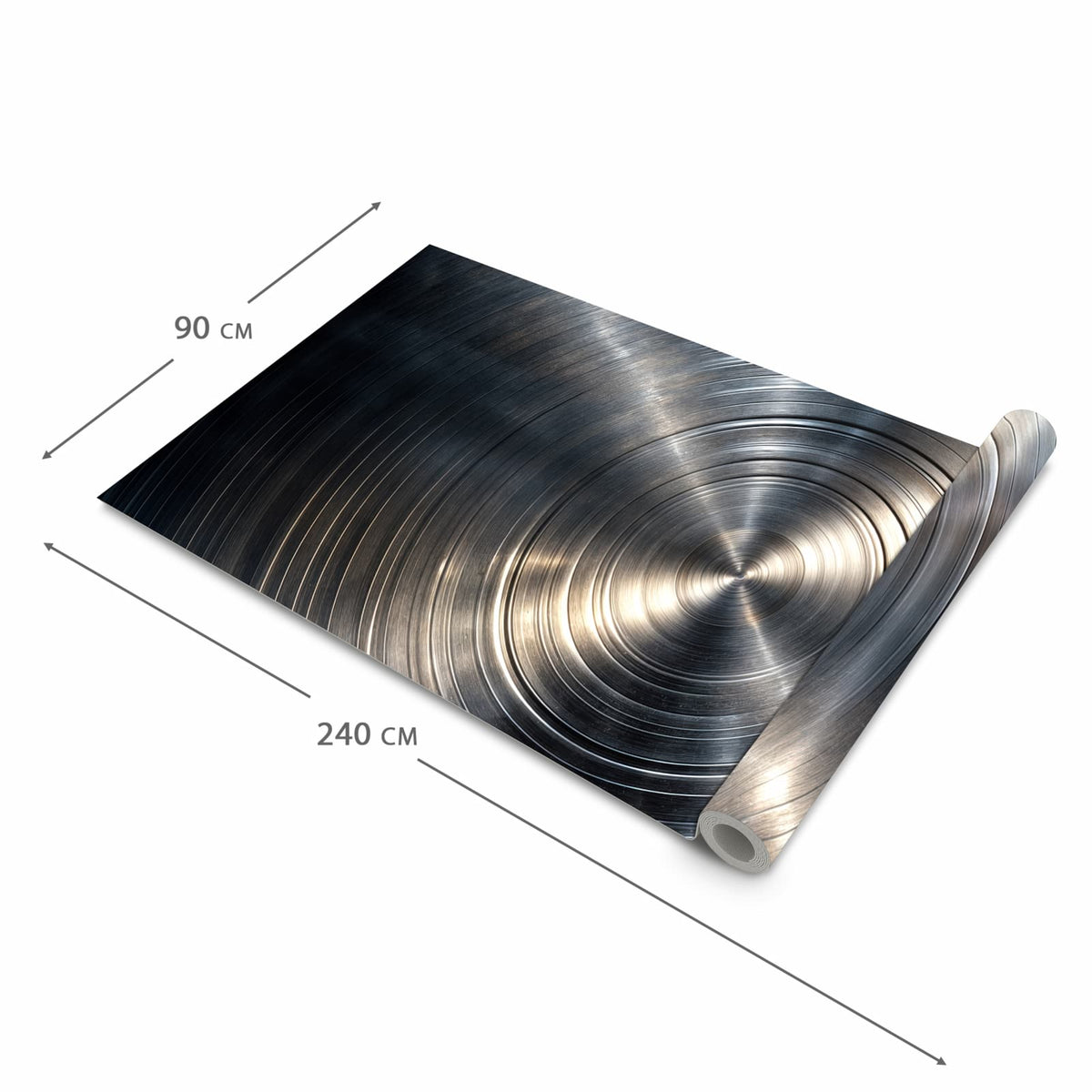 Pflegeleichter waschbarer Küchenläufer mit Motiv Metallkreise in der Größe 60x240 cm