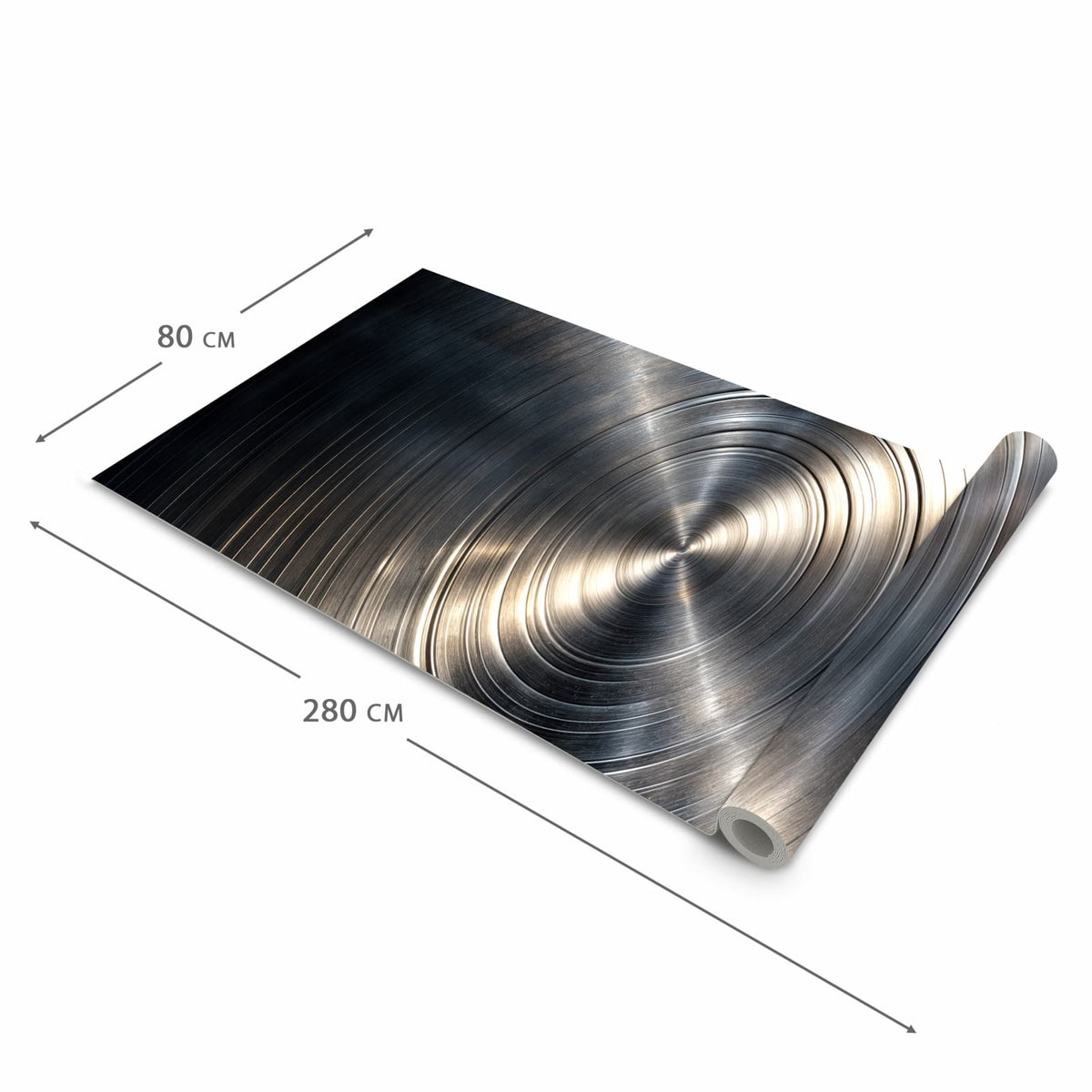Geruchsneutraler waschbarer Küchenteppich mit Motiv Metallkreise in der Grösse 60x240 cm