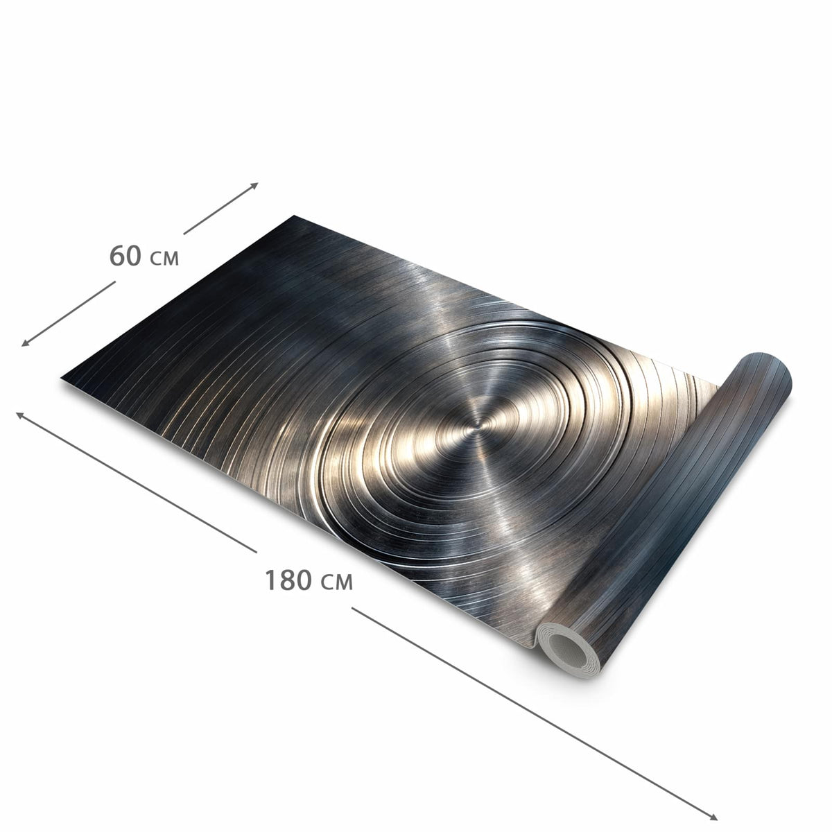 Geräuschdämpfender Küchenteppich mit Motiv Metallkreise in der Größe 60x240 cm