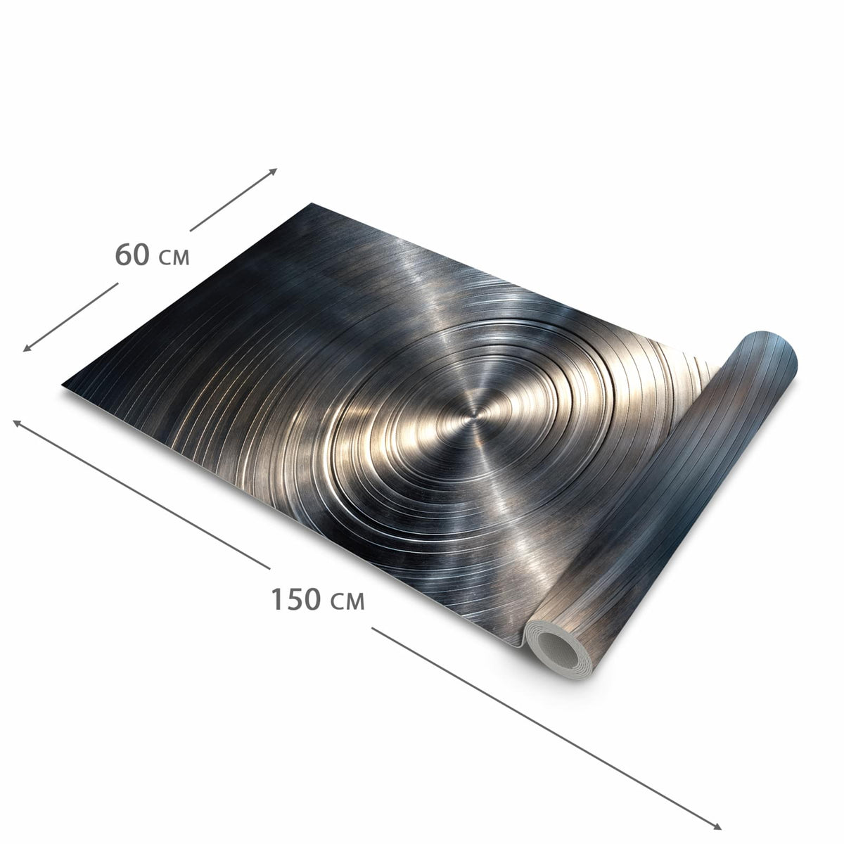 Zeitsparender waschbarer Küchenteppich mit Motiv Metallkreise in der Grösse 60x240 cm