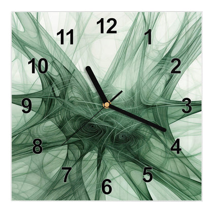 Wanduhr Quadratisch mit dem Motiv Grünes Netzmuster