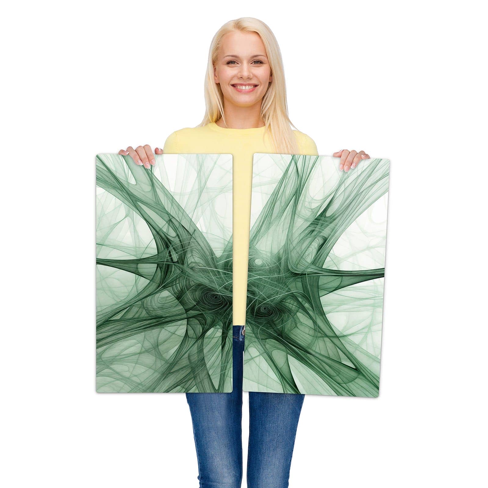 2-teilige Herdabdeckplatten mit Abstrakte Strukturen Kunst-Motiv werden zur Größendarstellung gehalten
