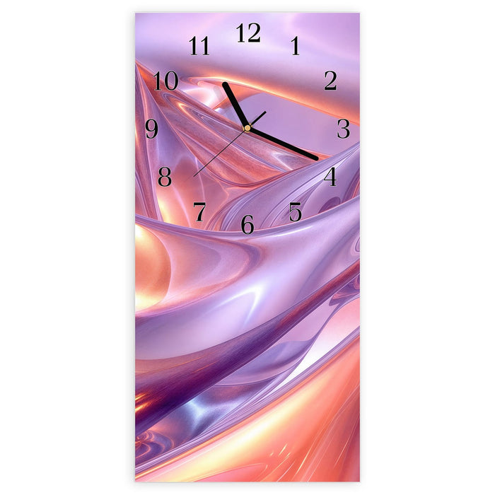 Wanduhr Abstrakte Wellenform aus Glas – Hochformat 30 × 60 cm mit Ziffernblatt Klassisch