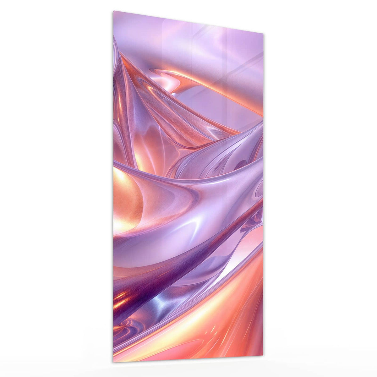 Glasbild Glänzende Lilawellen von der Seite, 4 mm Echtglas