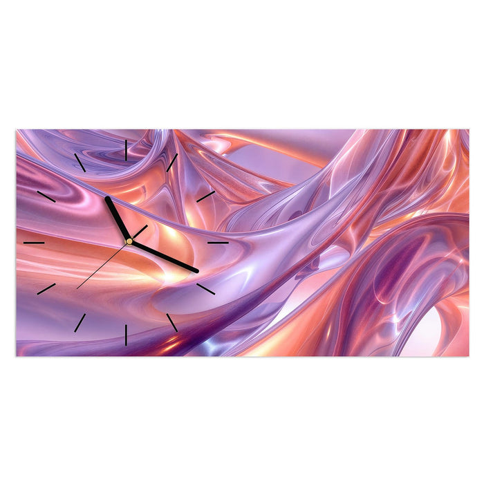 Wanduhr Abstrakte Wellenform aus Glas – Querformat 60 × 30 cm mit Ziffernblatt Linie