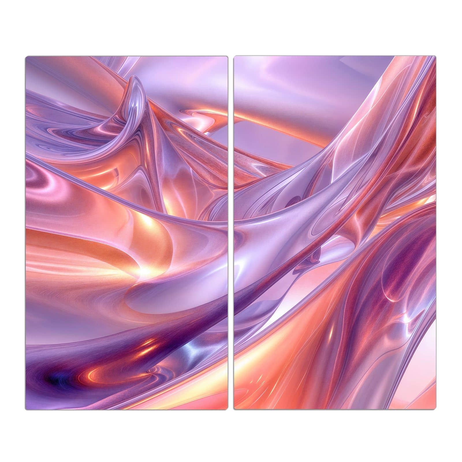 2-teilige Abdeckplatten Ceranfeld mit Abstrakte Wellen-Motiv in der Frontansicht #grösse_2-Teilig (60x52cm)