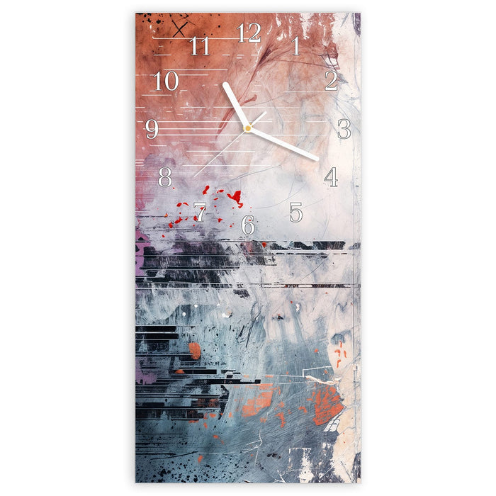 Wanduhr Abstrakte Kunst Komposition aus Glas – Hochformat 30 × 60 cm mit Ziffernblatt Klassisch