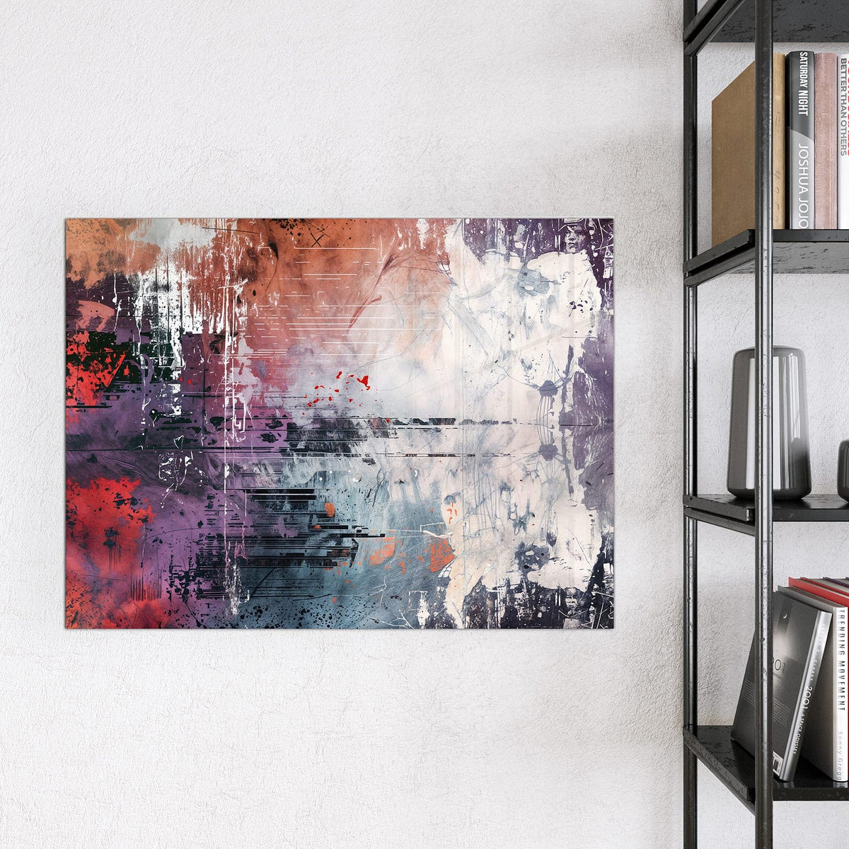 Glas Magnettafel - Farbschlieren in Lila – Verwischte Schlieren in Lila und Rot