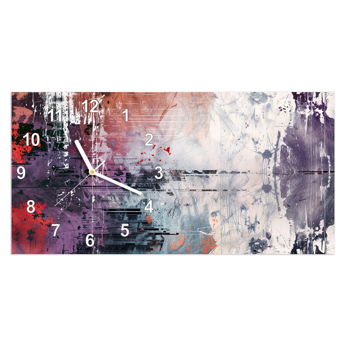 Wanduhr Abstrakte Kunst Komposition aus Glas – Querformat 60 × 30 cm mit Ziffernblatt Modern