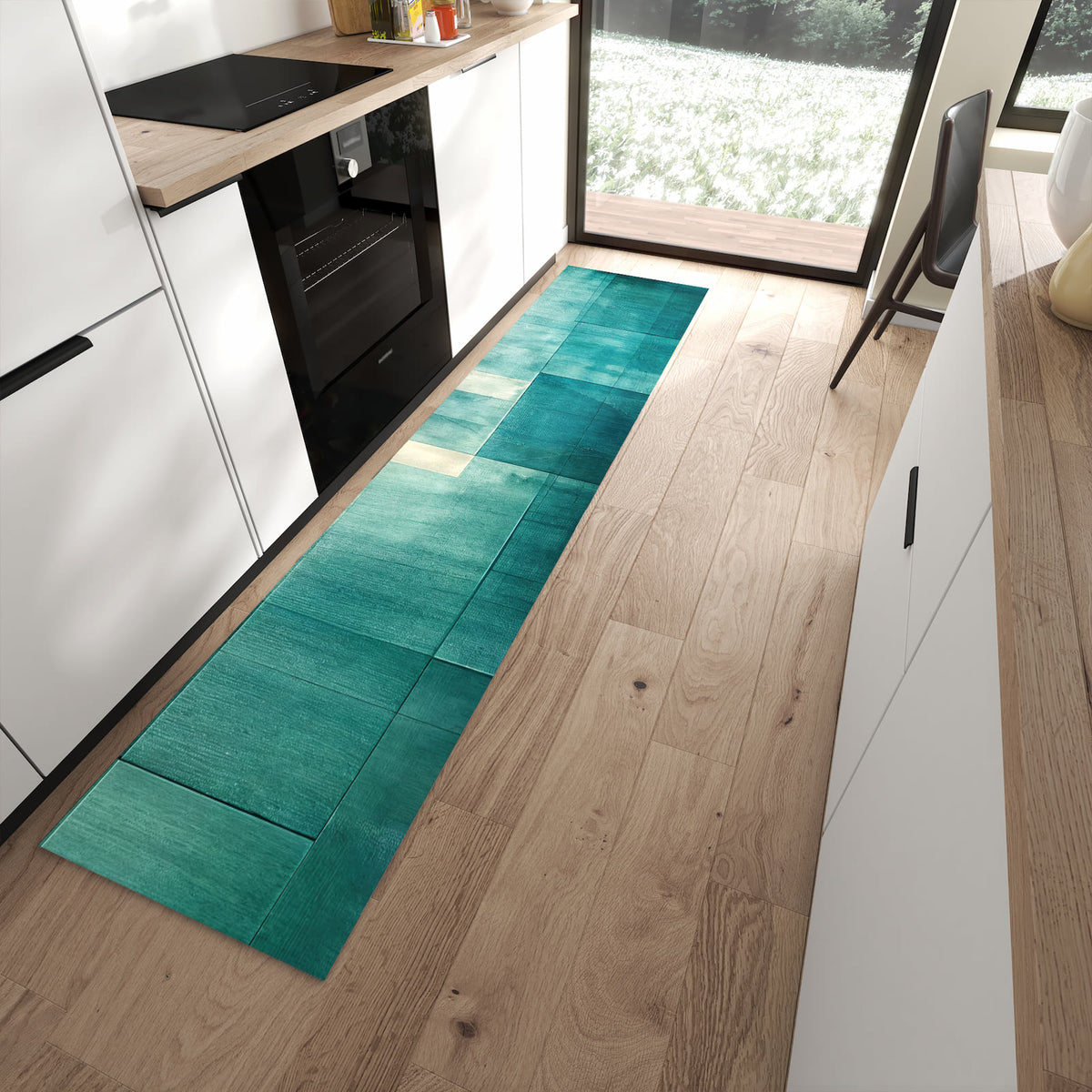 Küchenteppich mit Motiv Abstrakter Hintergrund für Trittkomfort in moderner Küche, waschbar