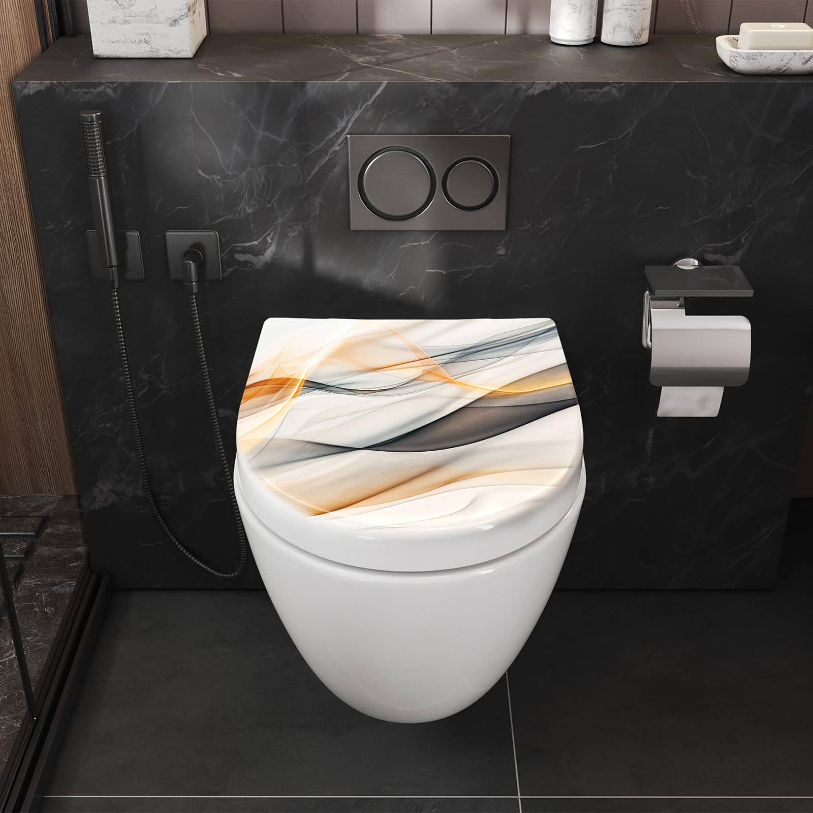 WC-Sitz mit Absenkautomatik Schwebende Wellen