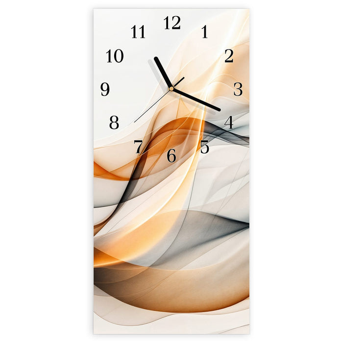 Wanduhr Schwebende Wellen aus Glas – Hochformat 30 × 60 cm mit Ziffernblatt Klassisch