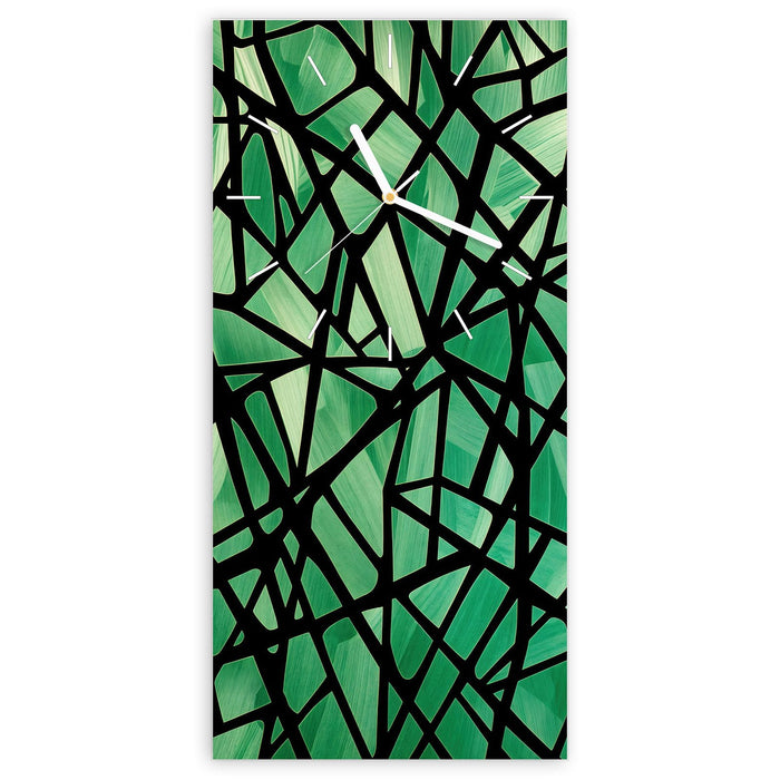 Wanduhr Geometrisches Glasmuster aus Glas – Hochformat 30 × 60 cm mit Ziffernblatt Linie