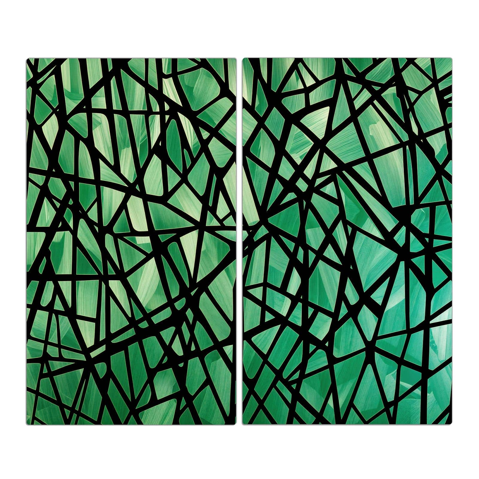 2-teilige Ceranfeld Abdeckungen mit Geometrisches Glasmuster-Motiv in der Frontansicht #grösse_2-Teilig (60x52cm)