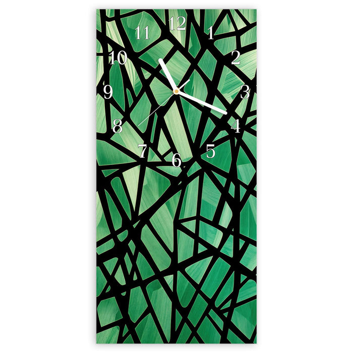 Wanduhr Geometrisches Glasmuster aus Glas – Hochformat 30 × 60 cm mit Ziffernblatt Klassisch