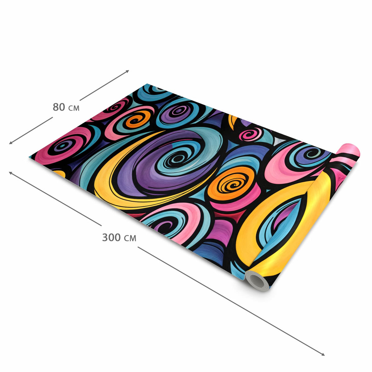 Abriebfester Küchenteppich mit Motiv Farbige Spiralen in der Grösse 60x120 cm