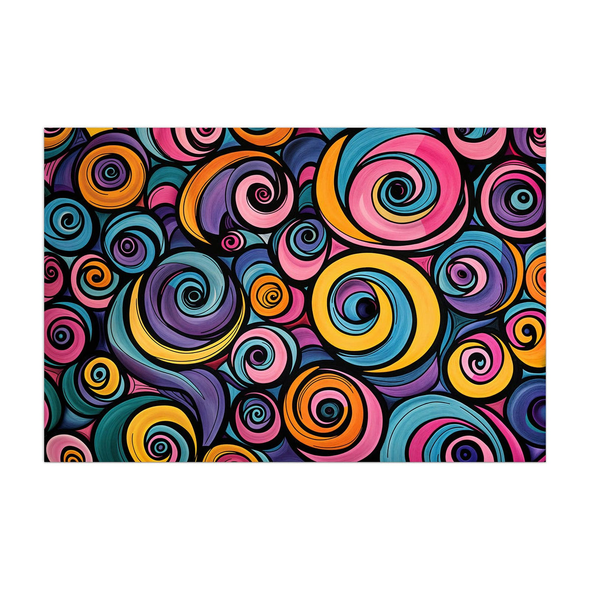Küchenrückwand aus Glas Farbige Spiralen im Hochformat, Motiv bildfüllend von vorn
