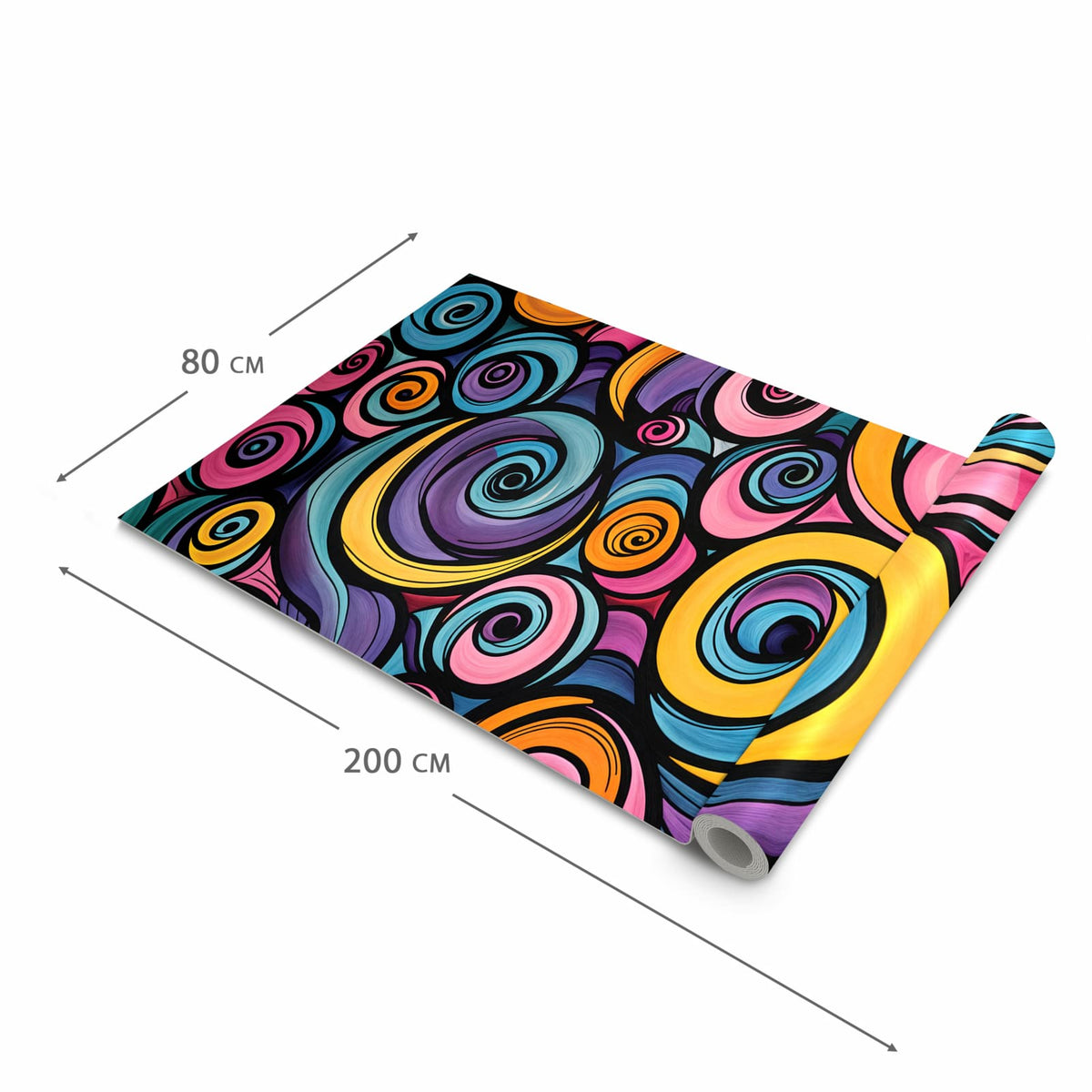 Küchenteppich mit Motiv Farbige Spiralen in der Grösse 60x120 cm für sichere Aufbewahrung