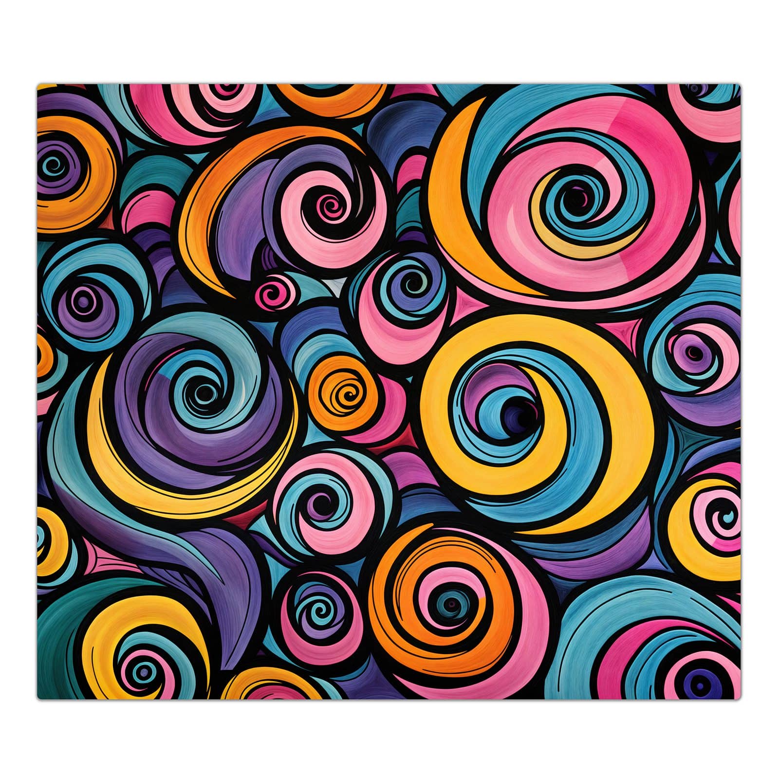 1-teilige Abdeckung für Herdplatte mit Farbige Spiralen-Motiv in der Frontansicht #grösse_1-Teilig (60x52cm)