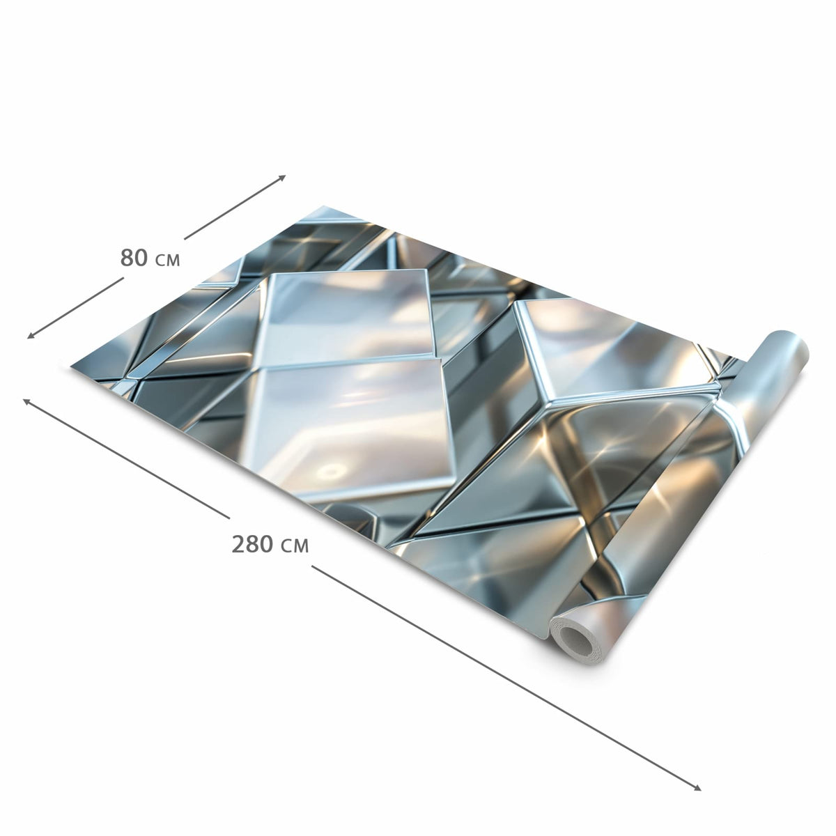Hygienischer rutschfester Küchenläufer mit Motiv Metallische Würfel in der Grösse 60x120 cm