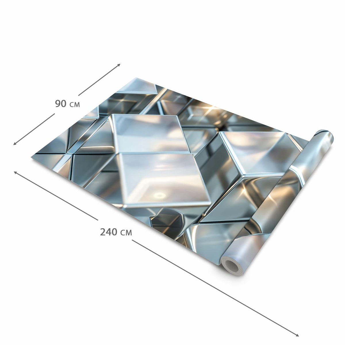 Langlebiger waschbarer Küchenläufer mit Motiv Metallische Würfel in der Grösse 60x120 cm