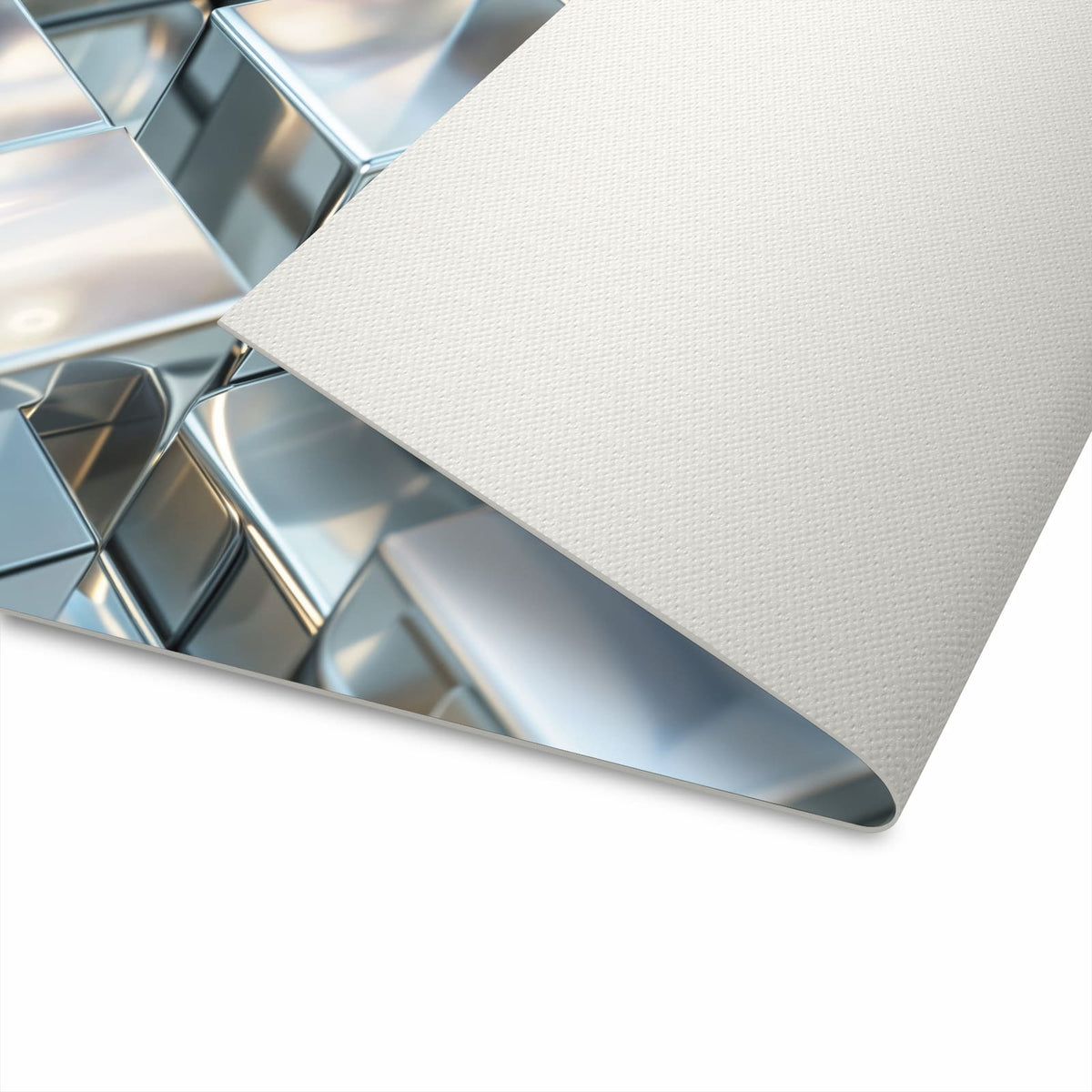 Ordnungsschaffender Teppichläufer Küche mit Motiv Metallische Würfel in Unterseite