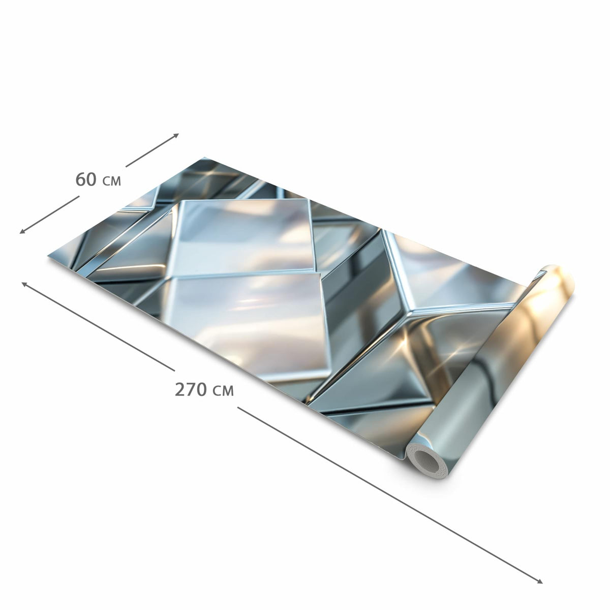 Pflegeleichter rutschfester Küchenteppich mit Motiv Metallische Würfel in der Grösse 60x120 cm