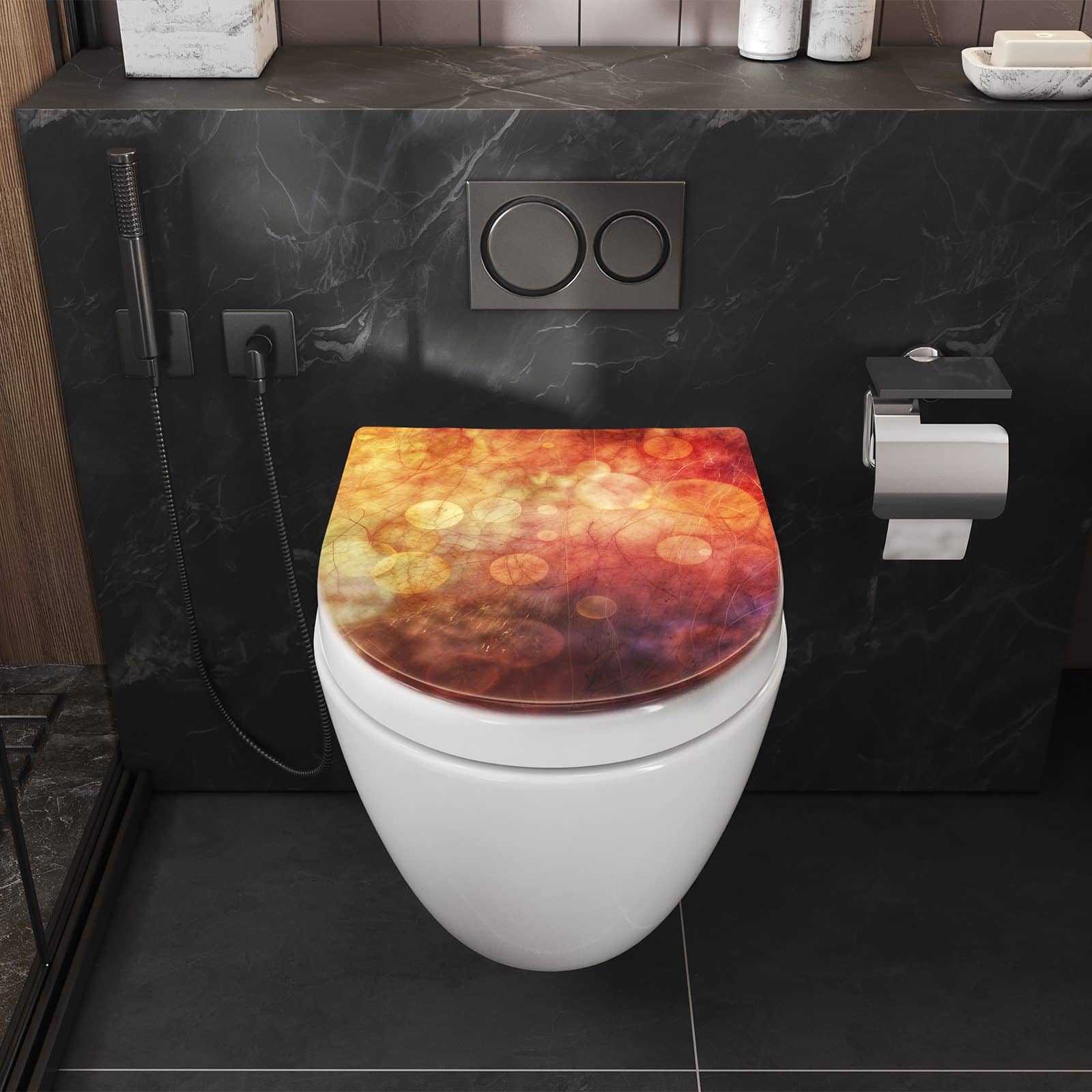 WC-Sitz mit Absenkautomatik Abstrakte Kreise