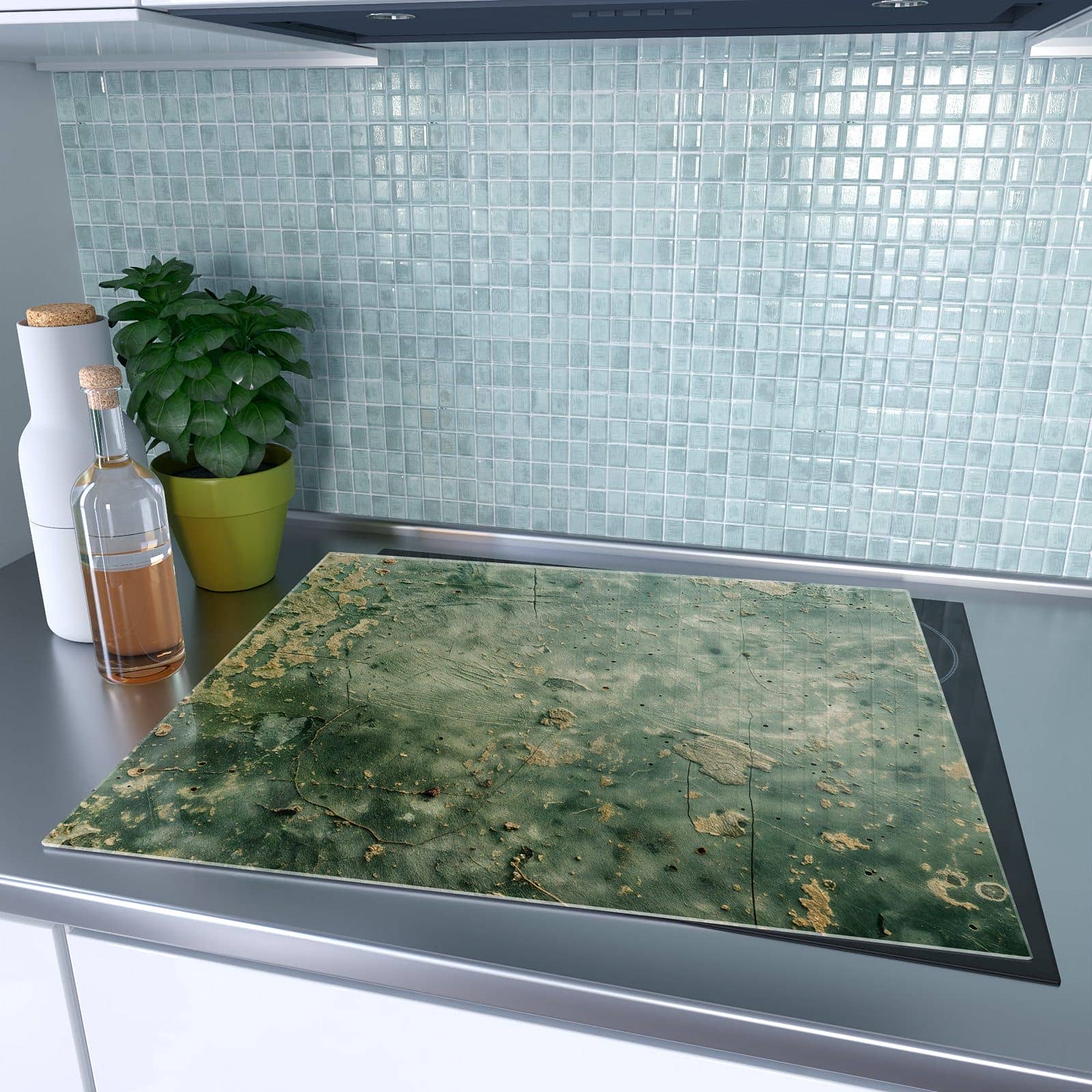 1-teilige Abdeckplatten für Ceranfeld mit Verwitterte Wandfarbe-Motiv auf dem Ceranfeld