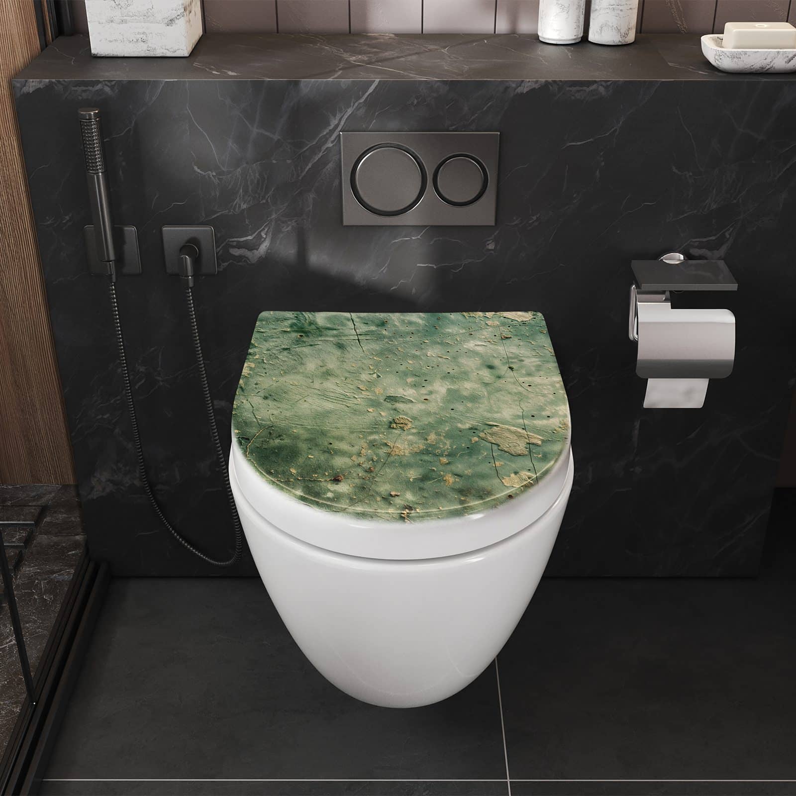 WC-Sitz mit Absenkautomatik Abblätternde Wandfarbe
