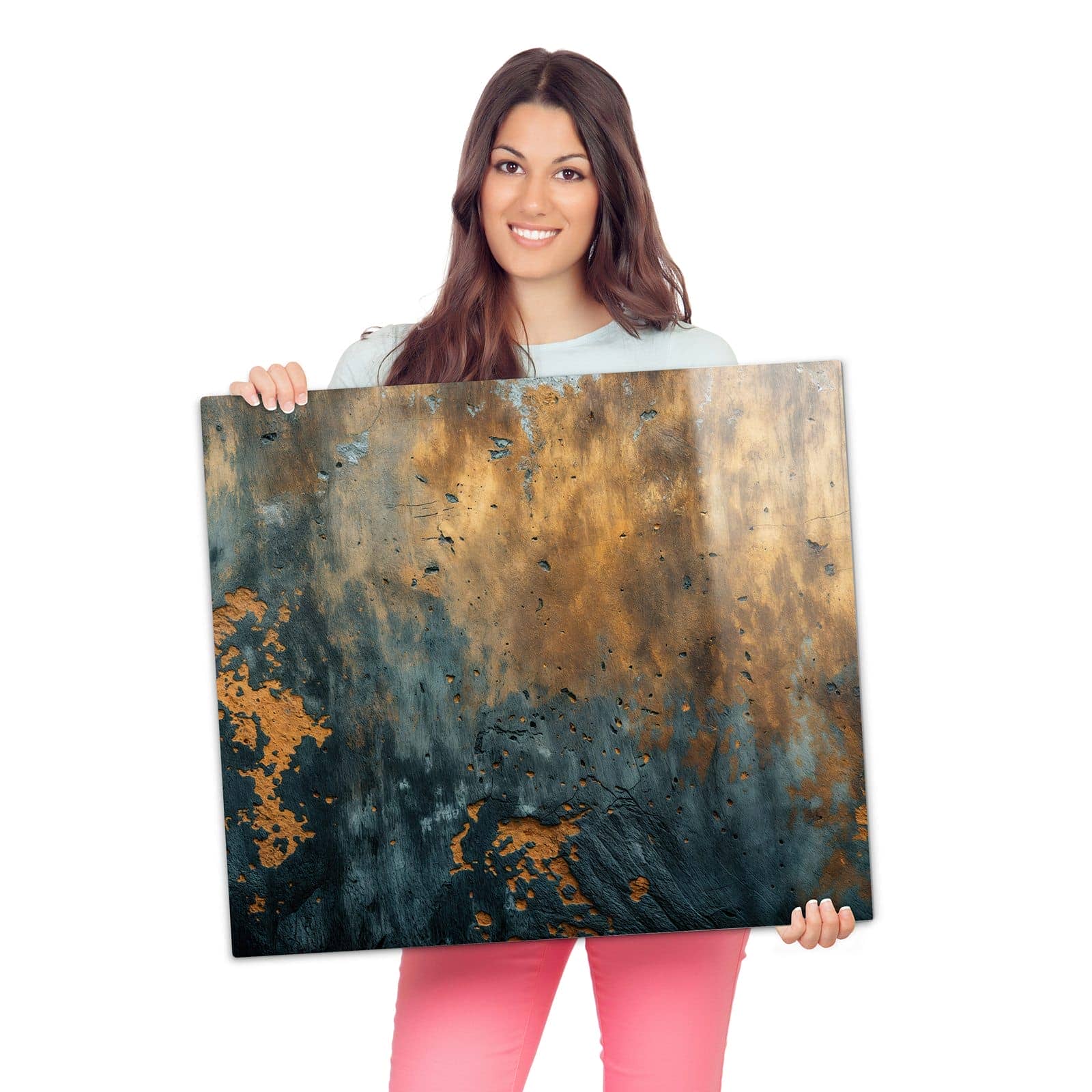 Herdabdeckplatten aus Glas mit verwitterte Wand-Motiv wird zur Größendarstellung gehalten