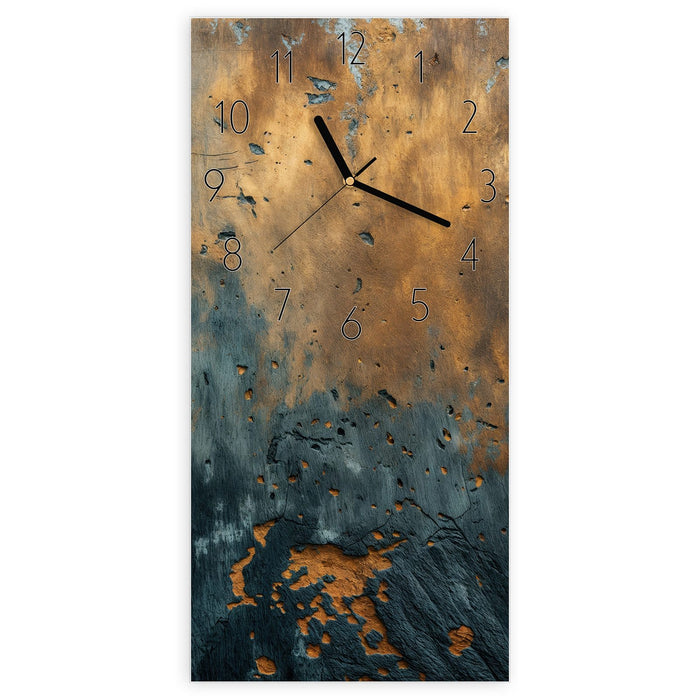 Wanduhr verwitterte Wand aus Glas – Hochformat 30 × 60 cm mit Ziffernblatt Elegant