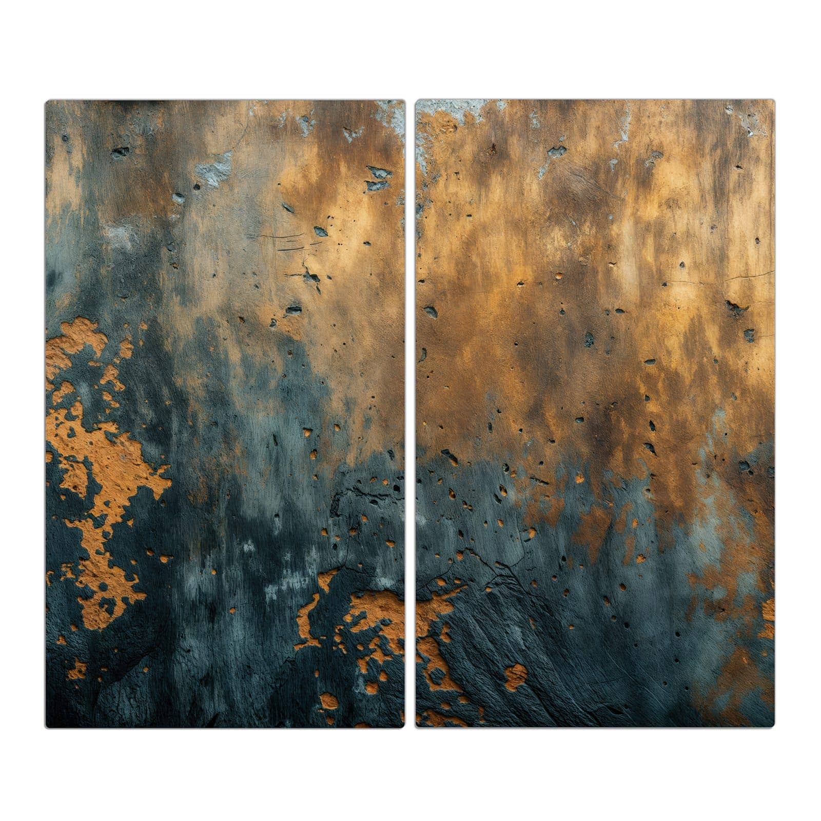 2-teilige Herdabdeckung mit verwitterte Wand-Motiv in der Frontansicht #grösse_2-Teilig (60x52cm)