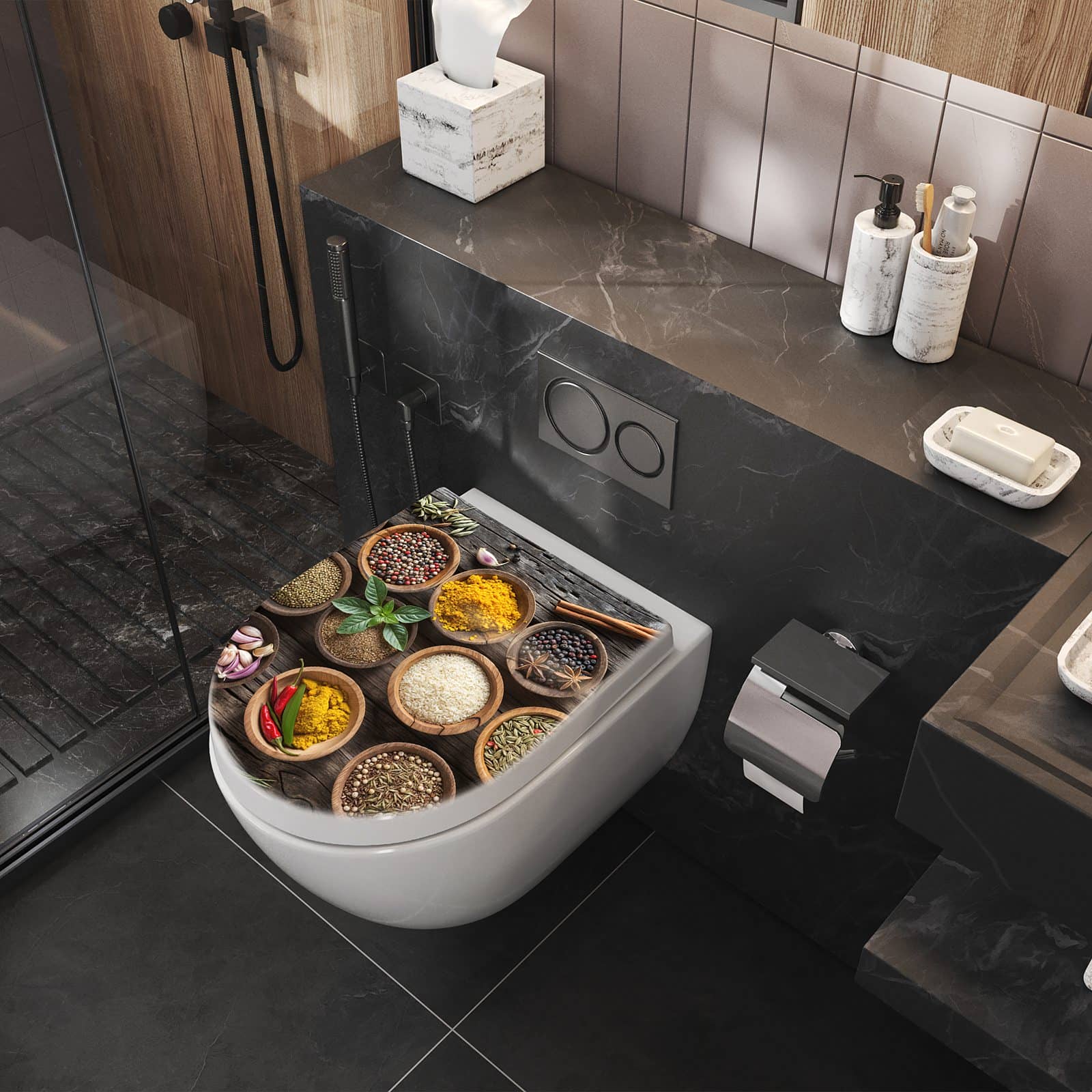 WC-Sitz mit Absenkautomatik Verschiedene Gewürze