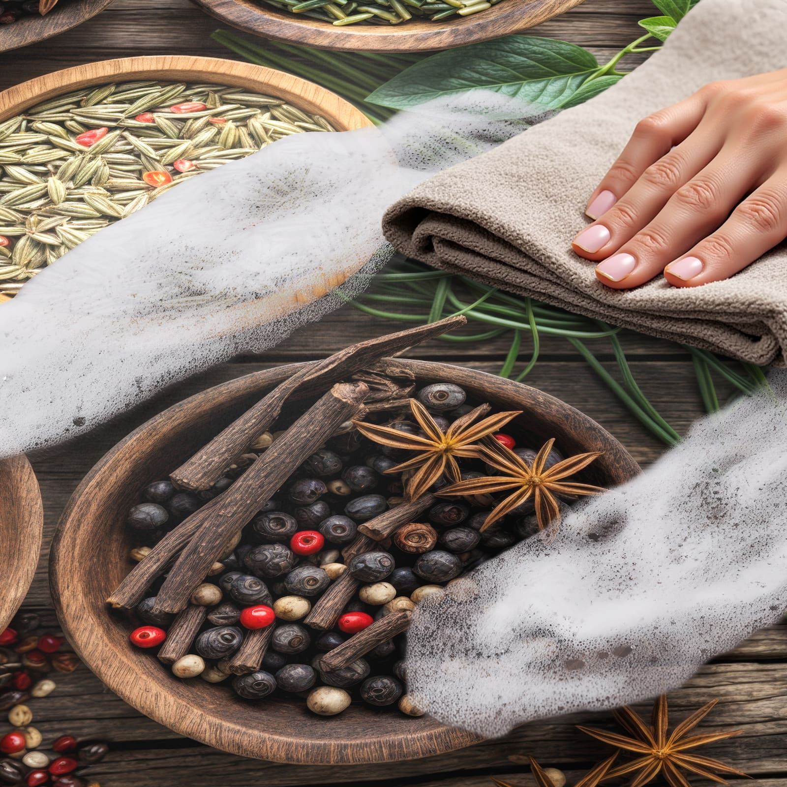 Fleckenresistenter Küchenteppich mit Motiv Verschiedene Gewürze, einfach zu reinigen