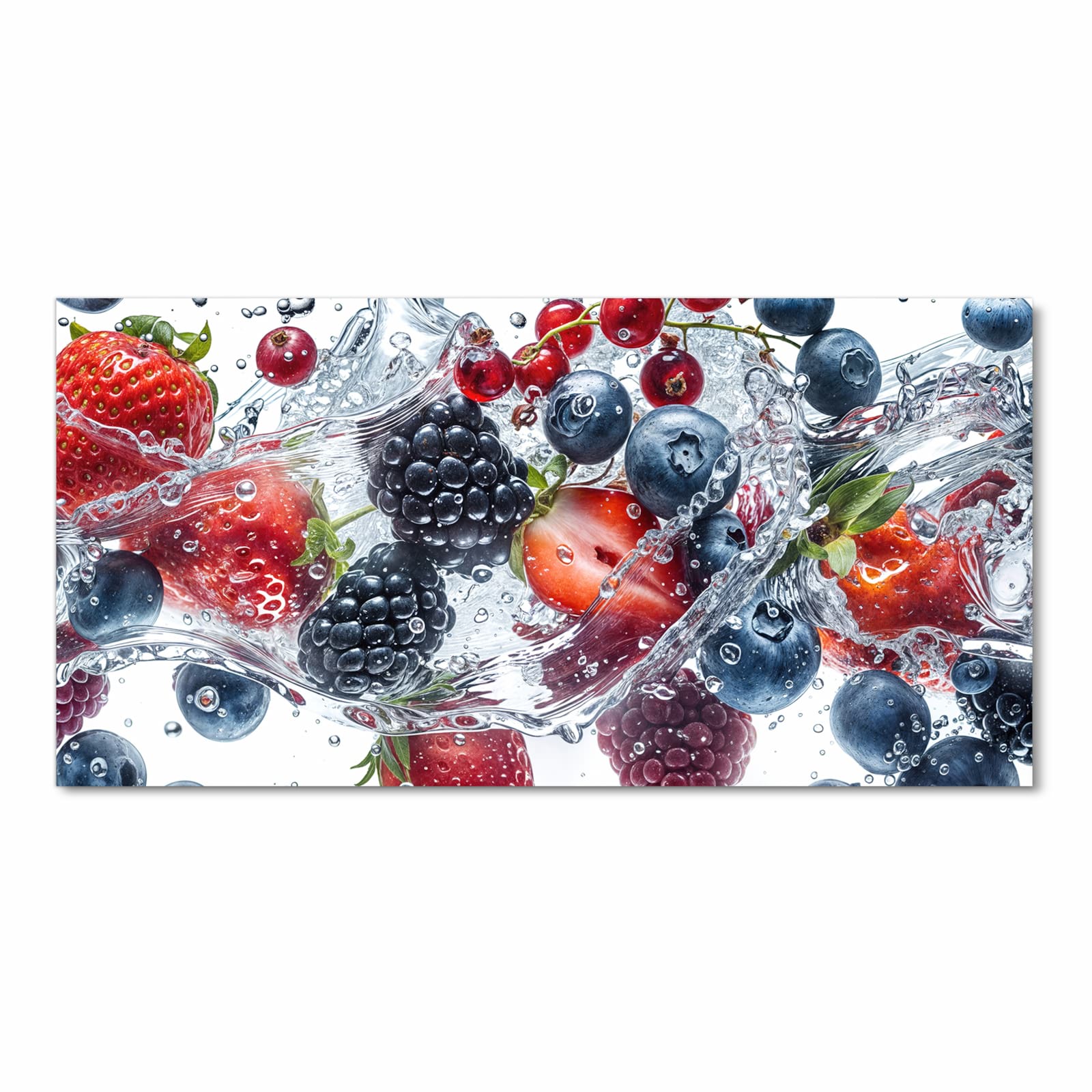 Farbbeständiger Teppich für Esstisch mit Motiv Beeren im Wasser in Frontansicht